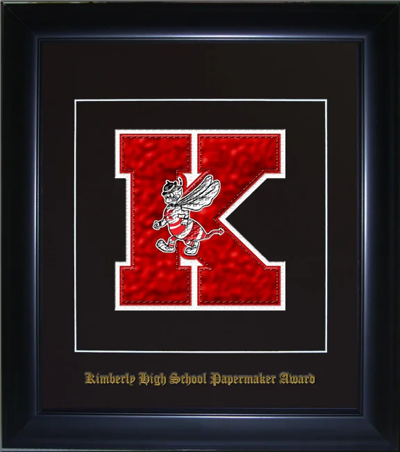 16×18 Solid Wood Display Satin Black Frame w/ Personalized School Name,  Gold Plate