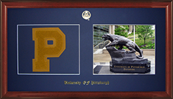 26x14 Solid Wood Display Satin Cherry Frame w/ Hot stamping of School Wordmark & Seal