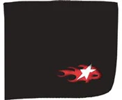 Polar Fleece Stadium Blanket Black with matching Whipstich Trim and lower right embroidered Logo