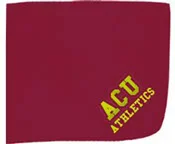 Polar Fleece Stadium Blanket Red with matching Whipstich Trim and lower right Twill lettering and Embroidery